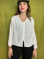 Vintage shirt /top / blouse - crème - katoen - 36/S, Beige, Hippie galore, Ophalen of Verzenden, Vintage