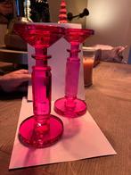 Glazen richmond kandelaars fuschia glas, Huis en Inrichting, Woonaccessoires | Kandelaars en Kaarsen, Overige materialen, Overige kleuren
