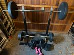 Halterset met squat rek van Gorilla Sports, Ophalen, Gebruikt, Rug, Halterset