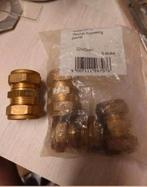 Set van 4x messing rechte koppeling 2x knel 22mm EN1254-2. N, Ophalen of Verzenden, Nieuw, Overige typen
