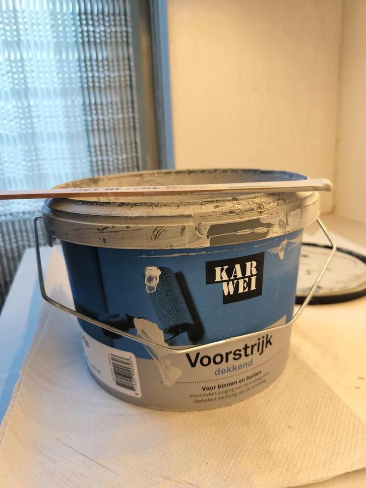 Karwei Voorstrijk - Grijs - 2.5L, Doe-het-zelf en Verbouw, Verf, Beits en Lak, Gebruikt, Verf, Minder dan 5 liter, Grijs, Ophalen