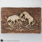Reliëf wandbord vechtende paarden, Ophalen of Verzenden