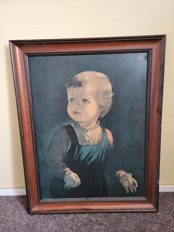 Olieverfschilderij Portret van Kind, Ingelijst beschikbaar voor biedingen