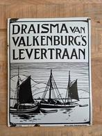 Emaille bord levertraan, Ophalen of Verzenden, Gebruikt, Reclamebord