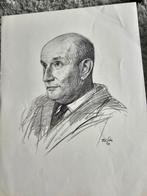 Potloodtekening Prof. Dr. L.A. Hulst - Otto Diche '64, Antiek en Kunst, Ophalen of Verzenden