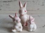 Vintage set witte konijntjes miniatuur letterbak beeldjes, Gebruikt, Ophalen of Verzenden, Dier