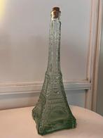 Vintage Eiffeltoren Glazen Fles - Groen, Huis en Inrichting, Woonaccessoires | Vazen, Ophalen, Minder dan 50 cm, Groen, Glas