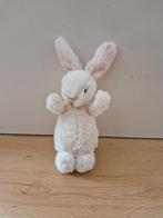 Little jellycat knuffel plush konijn wit bobtail roze rattel, Ophalen of Verzenden, Zo goed als nieuw, Konijn