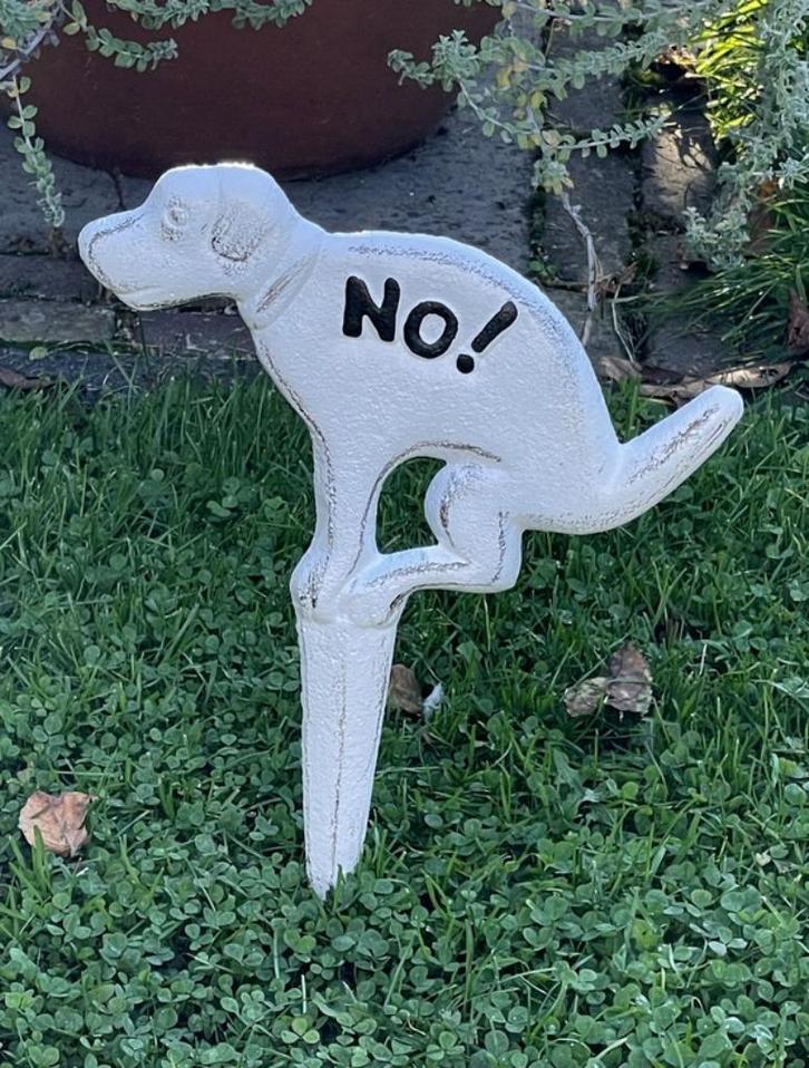 Hondenbordje: NO, hier niet poepen, gietijzer, wit, verboden, Dieren en Toebehoren, Honden-accessoires, Nieuw, Ophalen of Verzenden