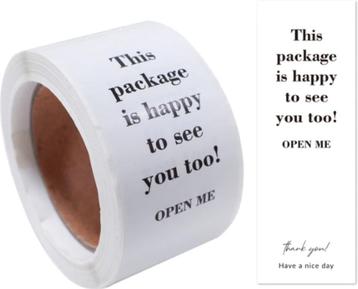 "This Package Is Happy To See You Too, Open It " sticker beschikbaar voor biedingen