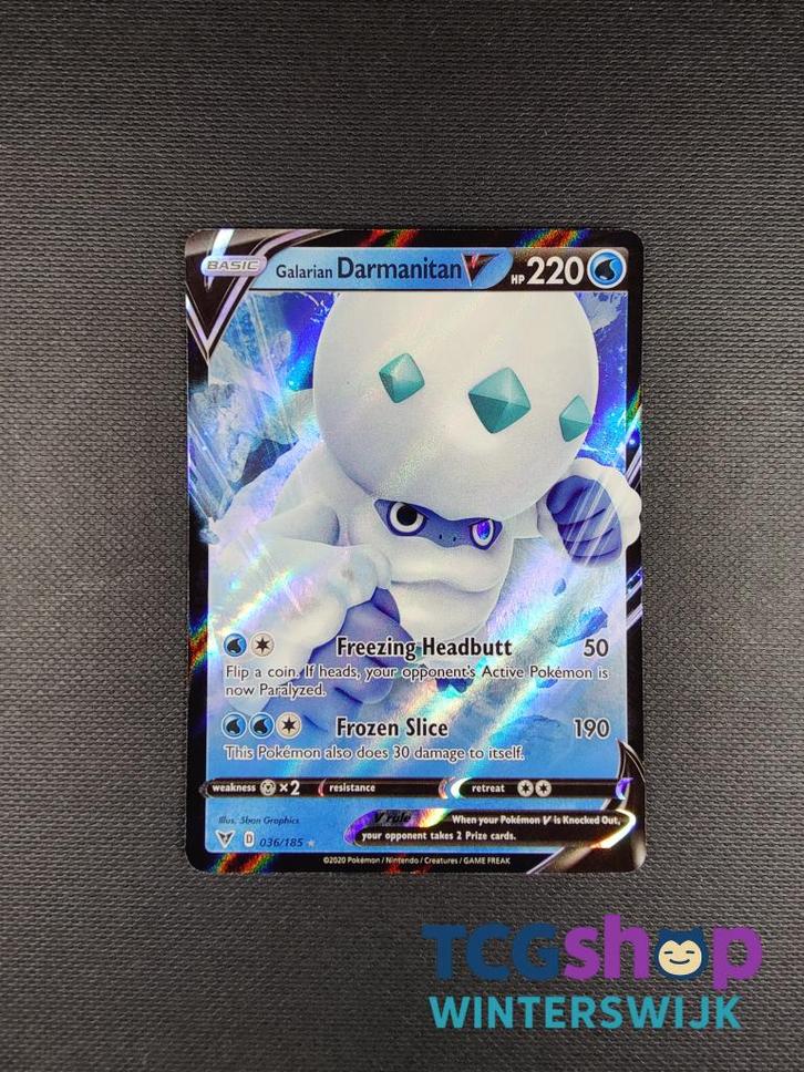 Galarian DarmanitanV VIV 36, Hobby en Vrije tijd, Verzamelkaartspellen | Pokémon, Nieuw, Losse kaart, Ophalen of Verzenden