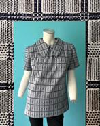 Vintage jaren 70 tuniek donkerblauw/wit maat 38, Maat 38/40 (M), Vintage, Gedragen, Verzenden
