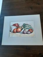 Waterverf schilderij stil leven fruit en groente., Ophalen of Verzenden