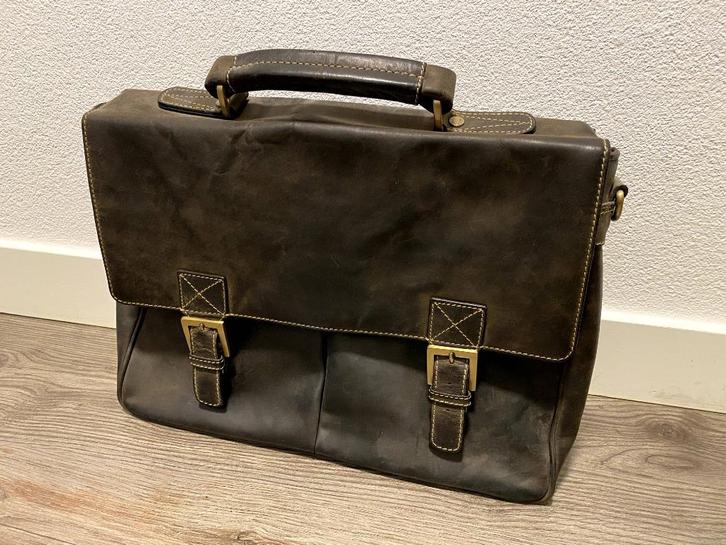 Visconti leather briefcase, Sieraden, Tassen en Uiterlijk, Tassen | Schoudertassen, Zo goed als nieuw, Overige merken, Bruin, Ophalen