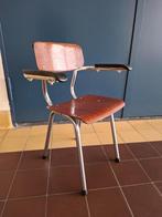 Vintage Gispen kinderstoel schoolstoel buisframe chroom, Gebruikt, Bruin, Vintage, Ophalen of Verzenden