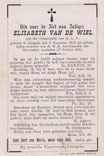 Wiel Elisabeth 1878 Liempde 1905, Ophalen of Verzenden, Bidprentje
