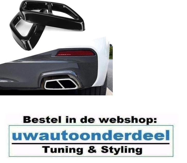Black Zwart Dubbele Uitlaat Trim tip Voor Bmw G30 G31, Auto diversen, Tuning en Styling, Verzenden