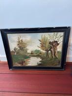 Antiek schilderij op hout geschilderd, Ophalen of Verzenden