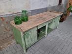 Industriele Werkbank Groen Staal Vintage Keuken Blok Tafel 7, Gebruikt, Ophalen of Verzenden