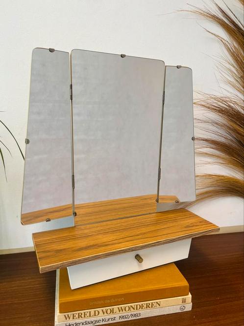 Prachtige vintage drieluik spiegel kapspiegel mid century, Antiek en Kunst, Antiek | Spiegels, Minder dan 50 cm, Minder dan 100 cm