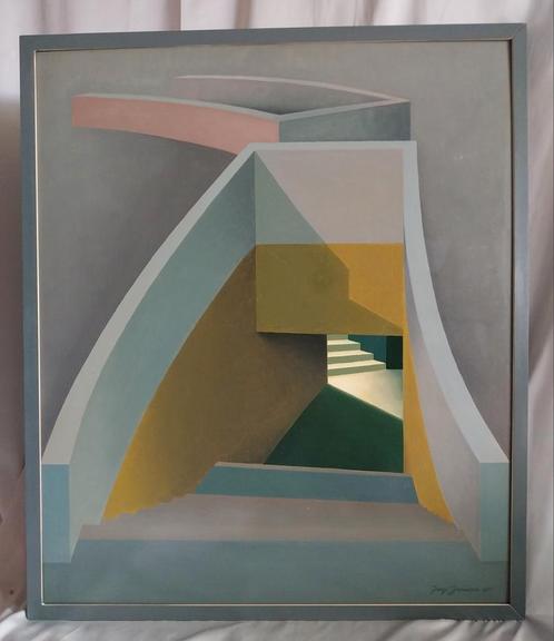Joop Janssen (1914-1993) - Lichtende Tunnel - 1961, Antiek en Kunst, Kunst | Schilderijen | Abstract, Ophalen of Verzenden