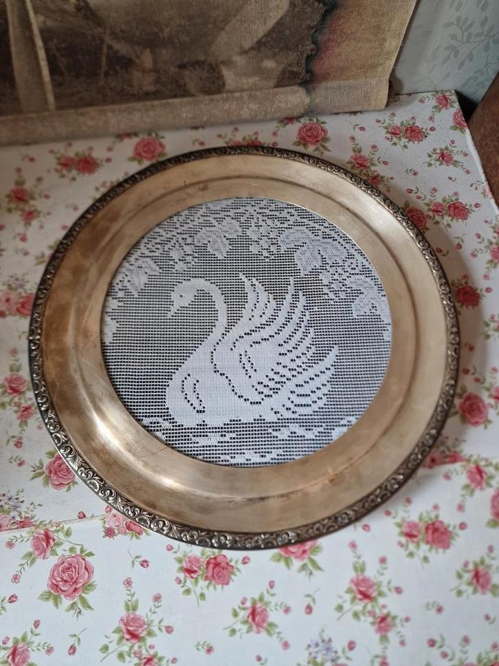 Verzilverd draaiplateau zwaan zwanen, Antiek en Kunst, Antiek | Woonaccessoires, Ophalen of Verzenden