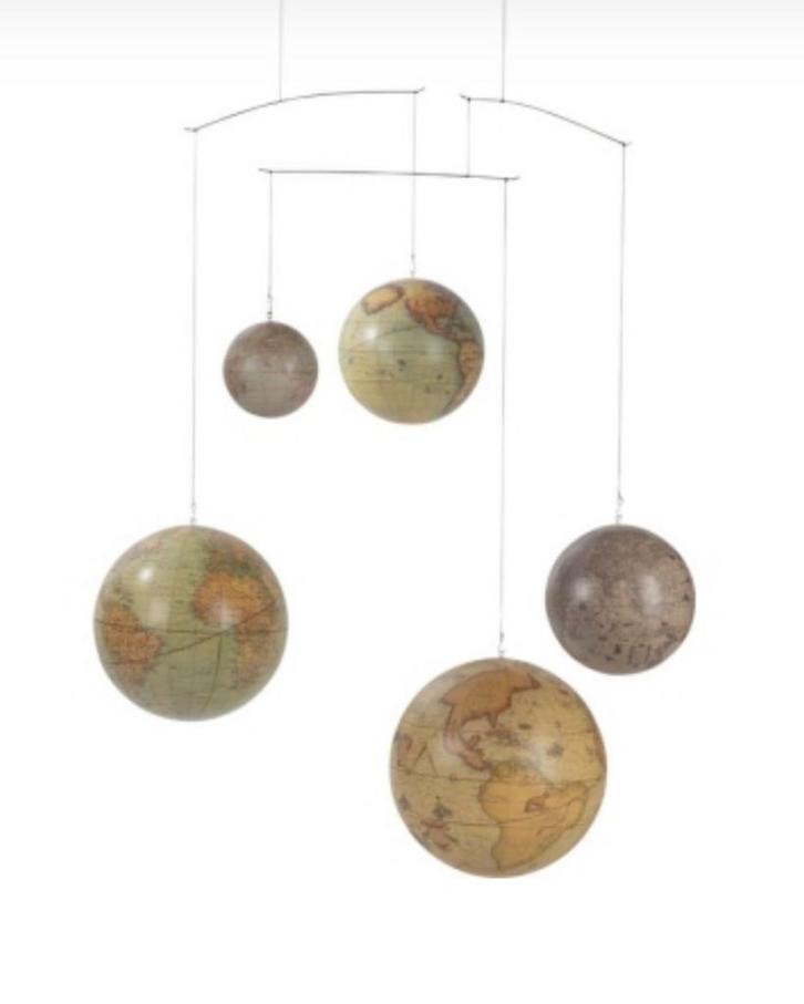 Wereldbollen mobiel (5 eeuwen), Huis en Inrichting, Woonaccessoires | Wereldbollen, Zo goed als nieuw, Ophalen of Verzenden