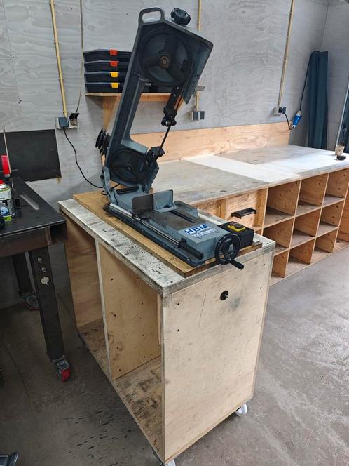 Lintzaag op verrijdbare werkbank, Doe-het-zelf en Verbouw, Gereedschap | Zaagmachines, Zo goed als nieuw, Lintzaag, 70 mm of meer