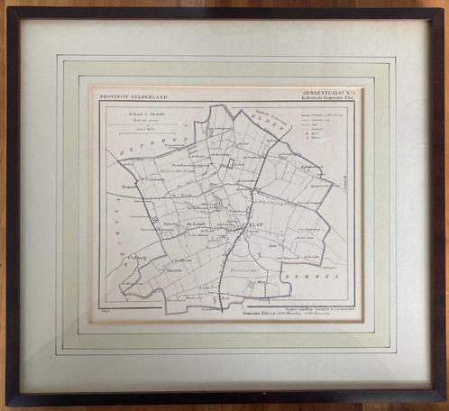 Kuyperkaart van Gemeente Elst uit 1868 in lijst (No.1), Antiek en Kunst, Kunst | Etsen en Gravures, Ophalen of Verzenden
