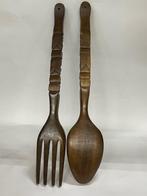 Vintage houten vork en lepel, Antiek en Kunst, Ophalen of Verzenden