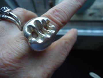 mooie grove echt zilveren ring brutalist gemerkt 925 mt 19 beschikbaar voor biedingen