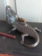 Antieke Art-deco tafel aansteker & asbak krokodil, Ophalen of Verzenden