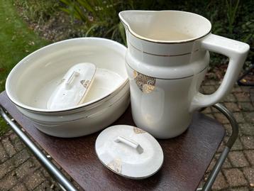 Antieke Lampetset Société Céramique Maastricht beschikbaar voor biedingen