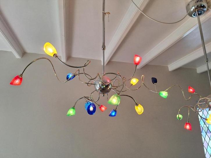 Hanglamp woonkamer of eettafel, Huis en Inrichting, Lampen | Hanglampen, Gebruikt, 75 cm of meer, Glas, Ophalen