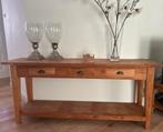 Teakhouten side table, 3 laden, 170x40x75,5 cm (lxbxh), Ophalen, Zo goed als nieuw, 25 tot 50 cm, Rechthoekig