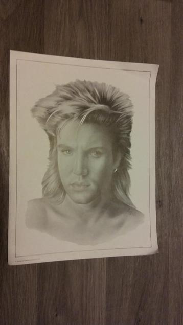 Duran Duran artiest vintage pop tekening print afbeelding beschikbaar voor biedingen