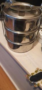 Vintage RVS Tiffin Lunchbox, Ophalen of Verzenden, Gebruikt