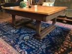 Eiken salon tafel met houten inleg blad antiek, Ophalen, Gebruikt, 100 tot 150 cm, 50 tot 75 cm