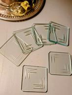Glazen facetgeslepen vintage onderzetters., Verzenden, Zo goed als nieuw, Glas of Kopje