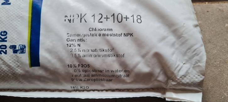 NPK 12-10-18 20kg, Tuin en Terras, Aarde en Mest, Kunstmest, Ophalen of Verzenden