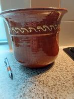 Grote bloempot, bruin., Ophalen of Verzenden, Zo goed als nieuw, Rond, Aardewerk