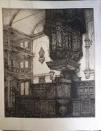 Ets Jan Poortenaar Kerkinterieur Rode Hoed 1946 - P. Scheen, Antiek en Kunst, Kunst | Etsen en Gravures, Ophalen of Verzenden