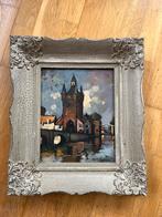 Klassiek Schilderij Stadsgezicht met Toren en Brug, Gesignee, Antiek en Kunst, Kunst | Schilderijen | Klassiek, Ophalen