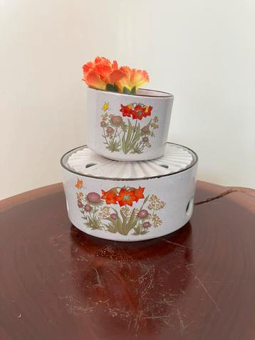 Wild Flower jaren '70 Theelicht houder + los kommetje beschikbaar voor biedingen