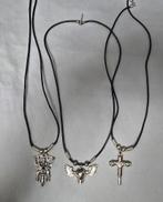 3 Haloween kettingen met leren ketting, Ophalen of Verzenden, Zwart, Overige materialen