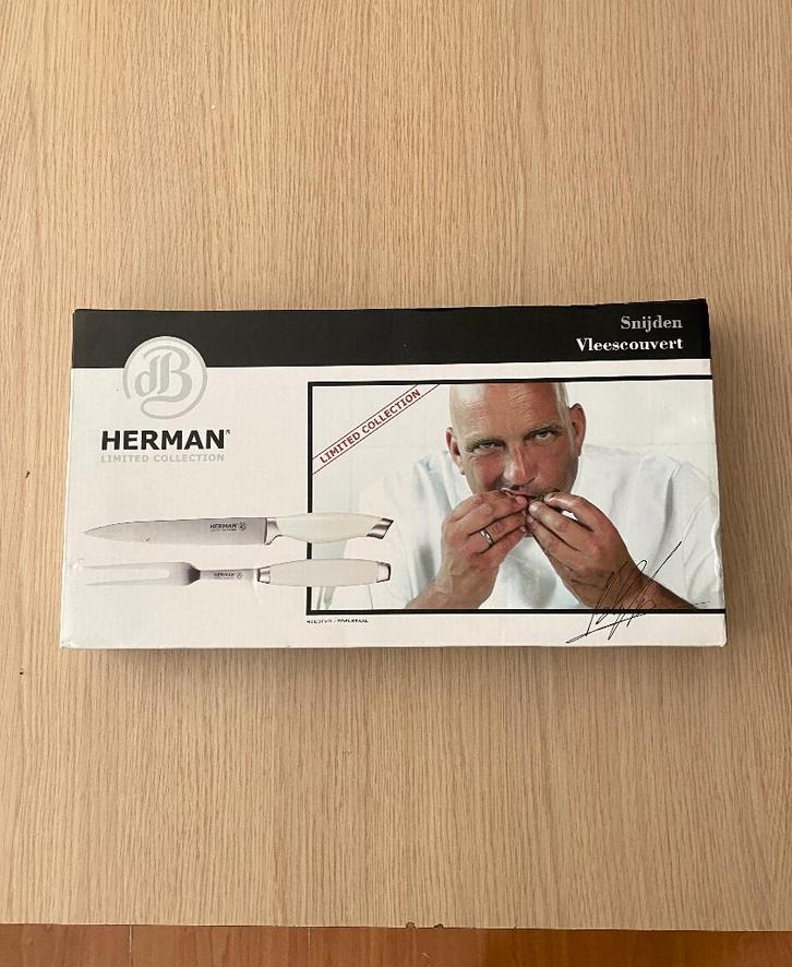 Vleesmes en Vleesvork - Herman den Blijker, Huis en Inrichting, Keuken | Bestek, Nieuw, Bestekset, Rvs of Chroom, Ophalen of Verzenden