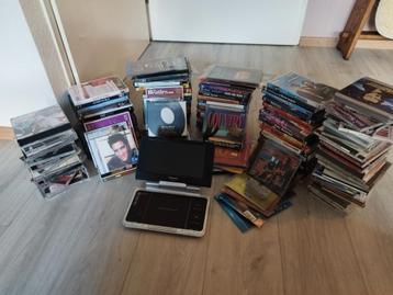 Porteble dvd speler met veel unieke cds en dvds beschikbaar voor biedingen