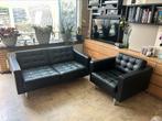 Lederen bank en fauteul Ikea Landskrona., Ophalen, Zo goed als nieuw