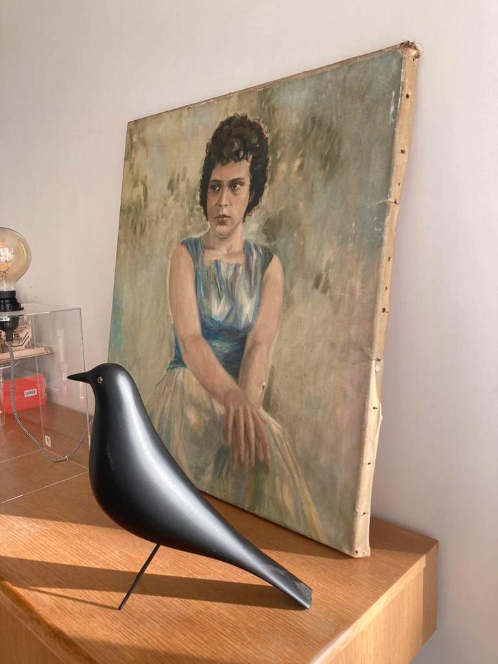 Prachtig portret, schilderij jonge vrouw, vintage, Antiek en Kunst, Kunst | Schilderijen | Abstract, Ophalen of Verzenden