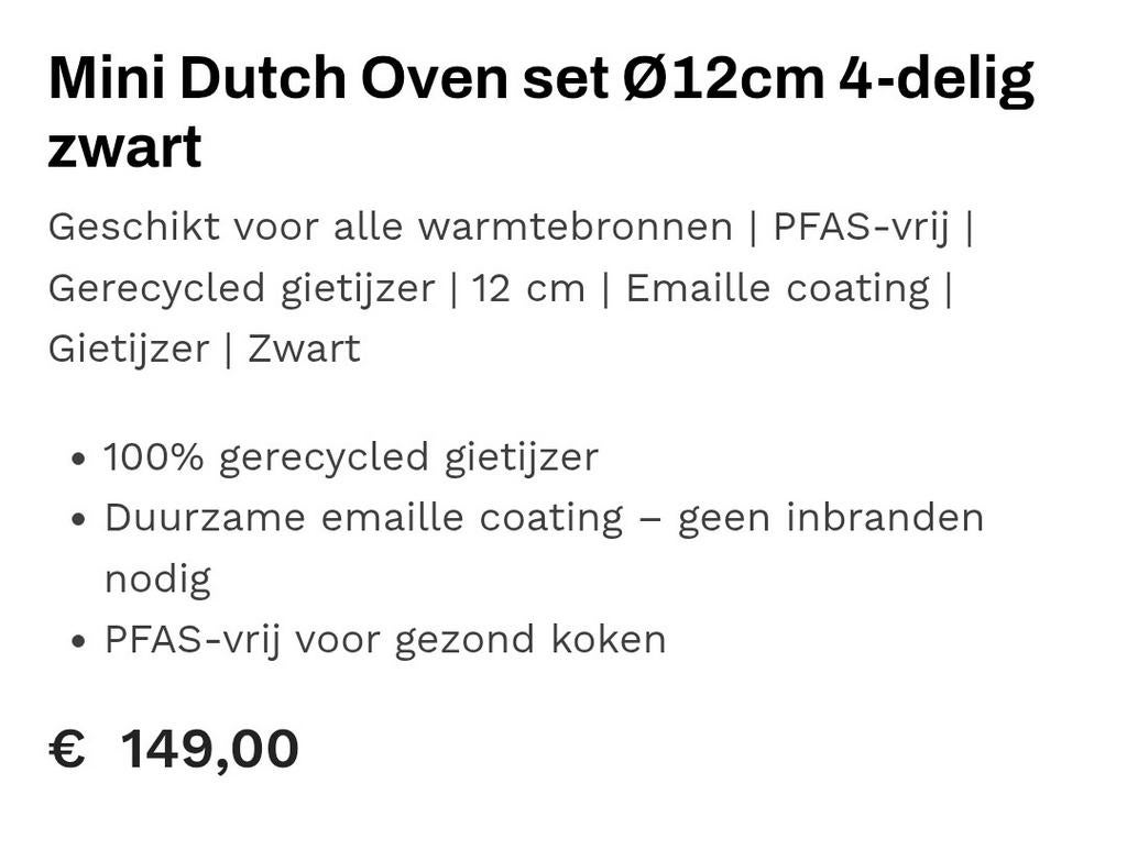 Nieuw Combekk Mini Cocottes - 4 Pannetjes Gietijzer, Overige materialen, Nieuw, Ophalen of Verzenden, Vaatwasserbestendig